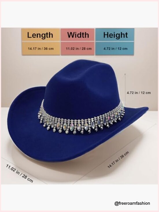 Wide Brim Cowgirl Hat with Rhinestones and Gem Tassels main image 5